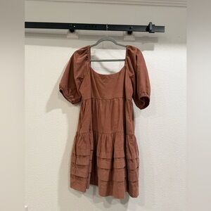 American Eagle tiered mini dress, mini corduroy and light rust color for fall!